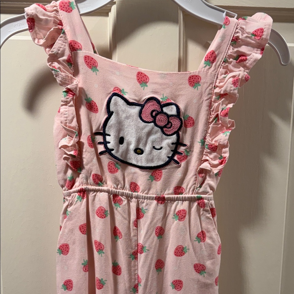 Hello Kitty Pink Strawberry Adjustable Jumpsuit with Pockets - Picture 3 of 9